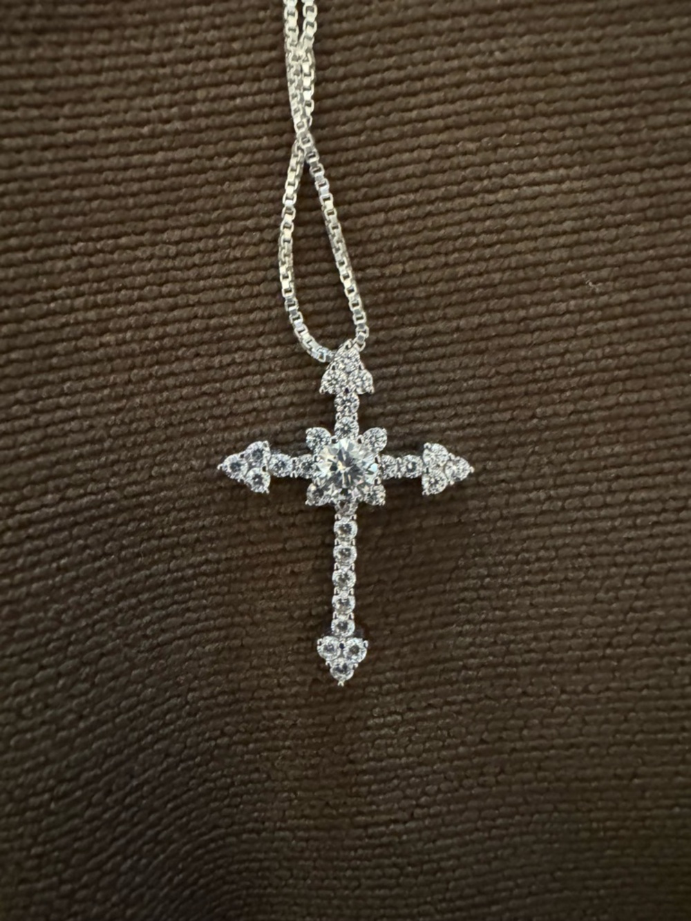 Over 1 CTW Moissanite S925 Silver Cross Pendant